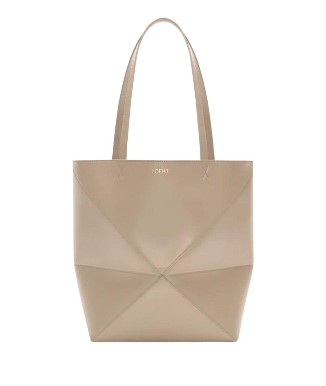 LOEWE Бежевая кожаная сумка тоут, фото 1