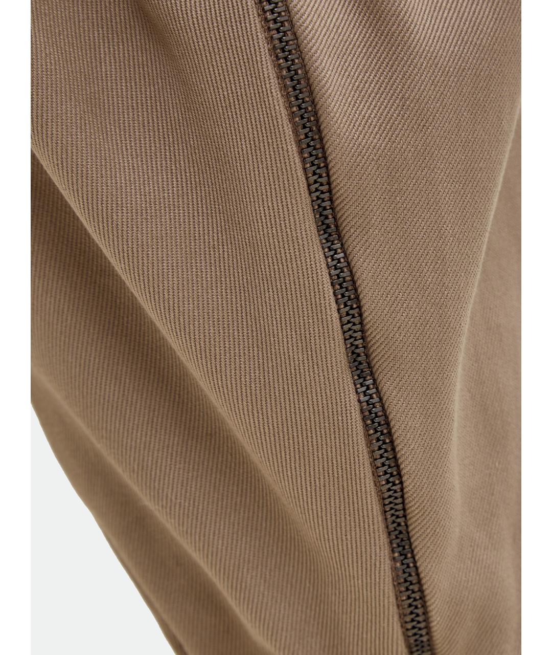 BRUNELLO CUCINELLI Коричневые хлопковые прямые брюки, фото 5