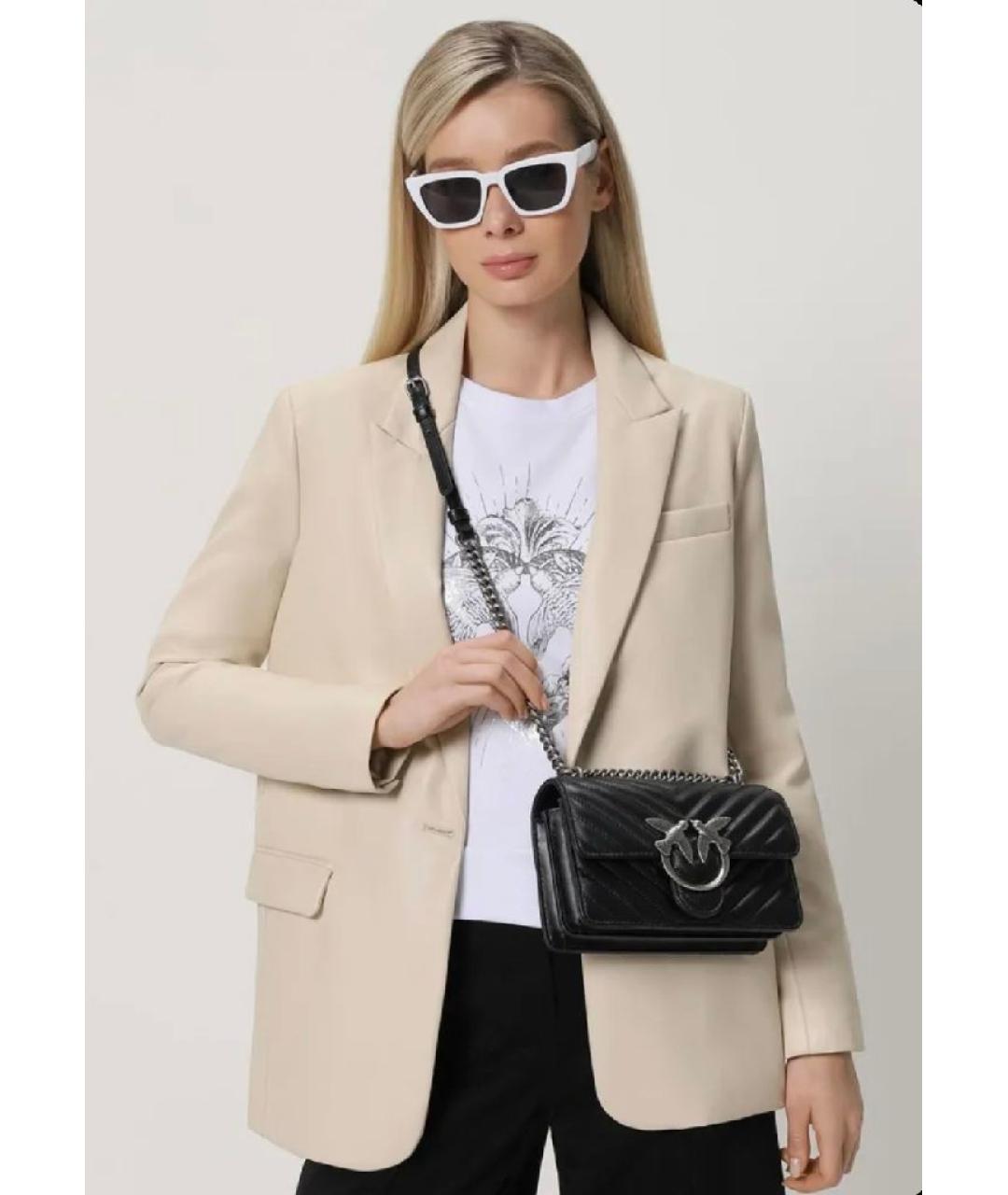 PINKO Черная кожаная сумка через плечо, фото 6