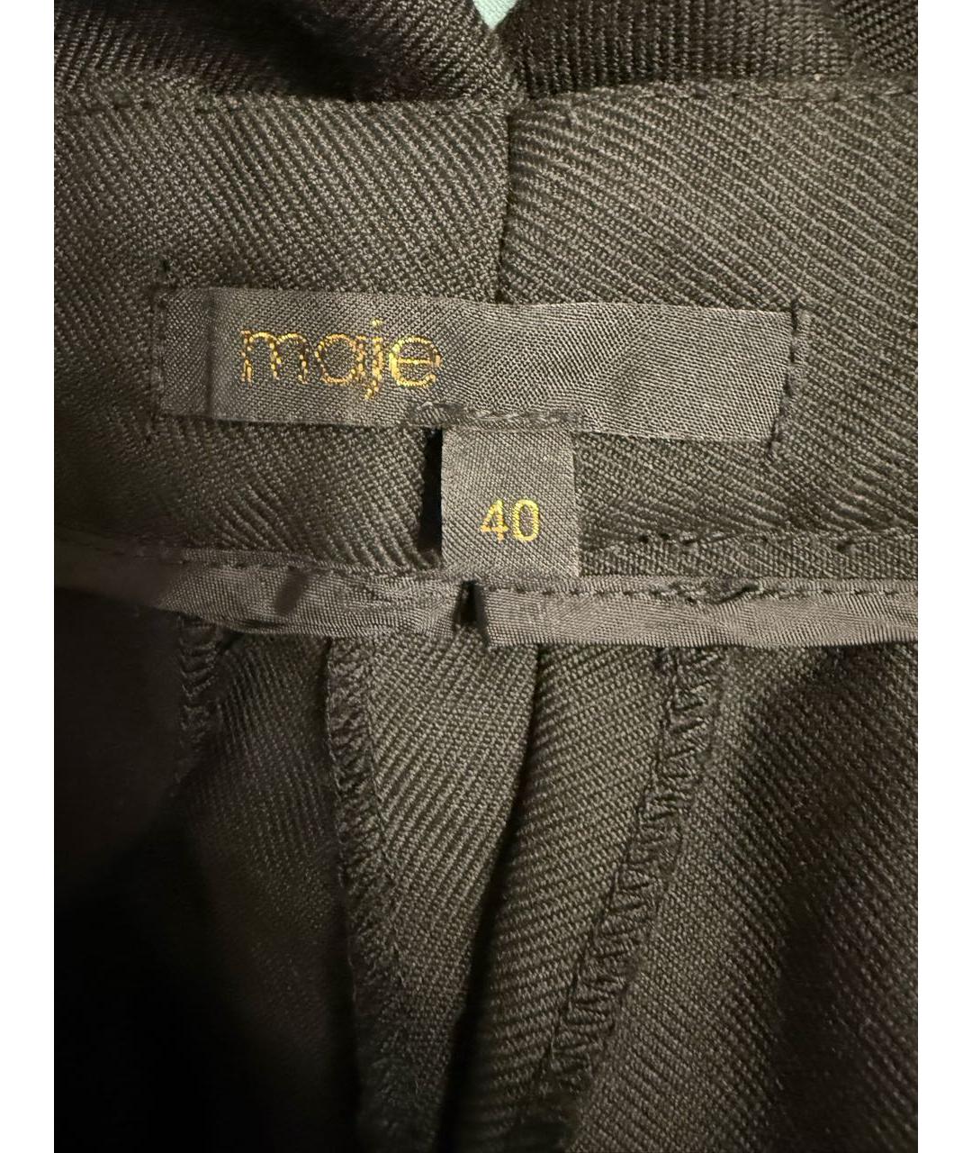 MAJE Черные полиэстеровые прямые брюки, фото 3