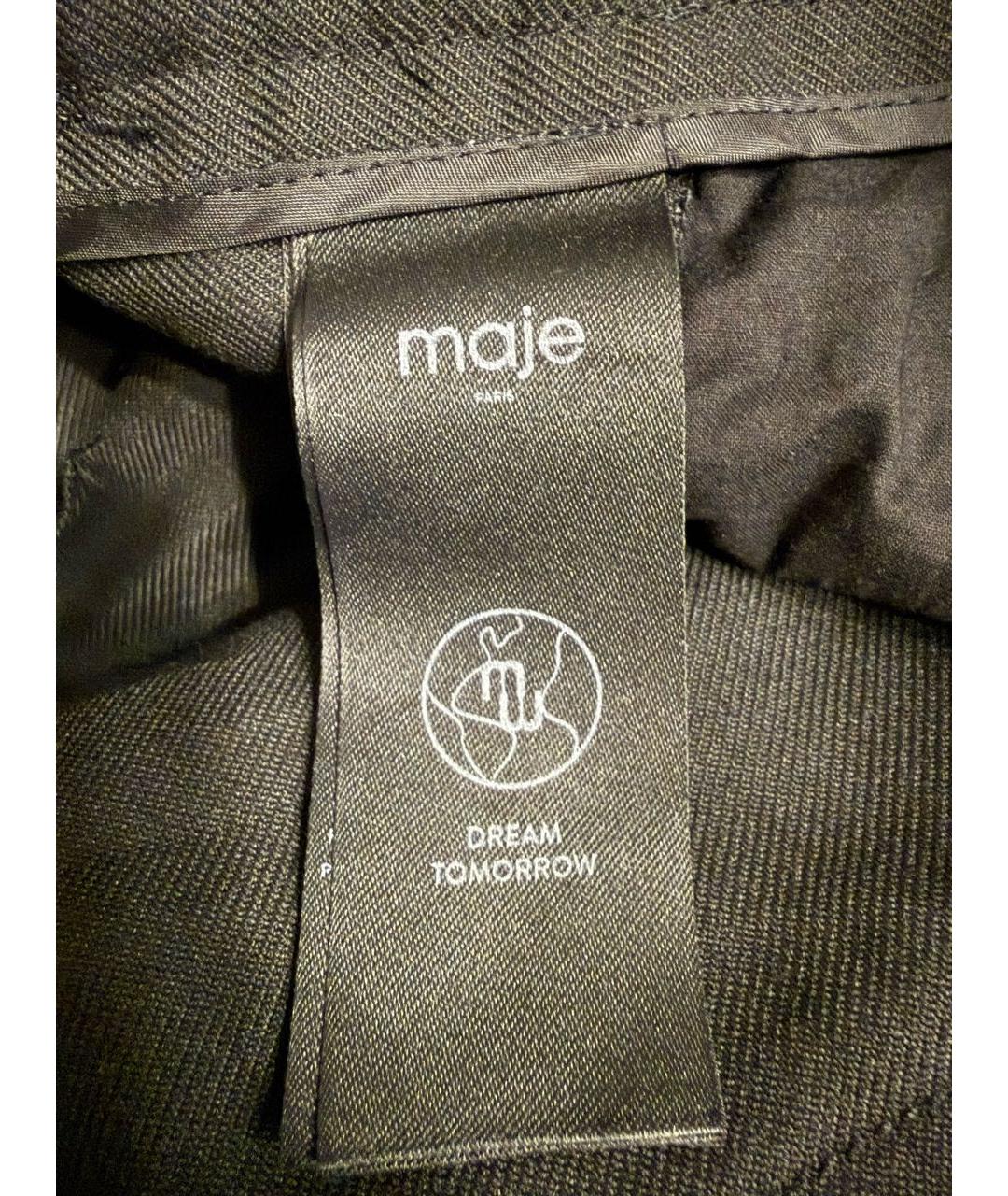 MAJE Черные полиэстеровые прямые брюки, фото 5