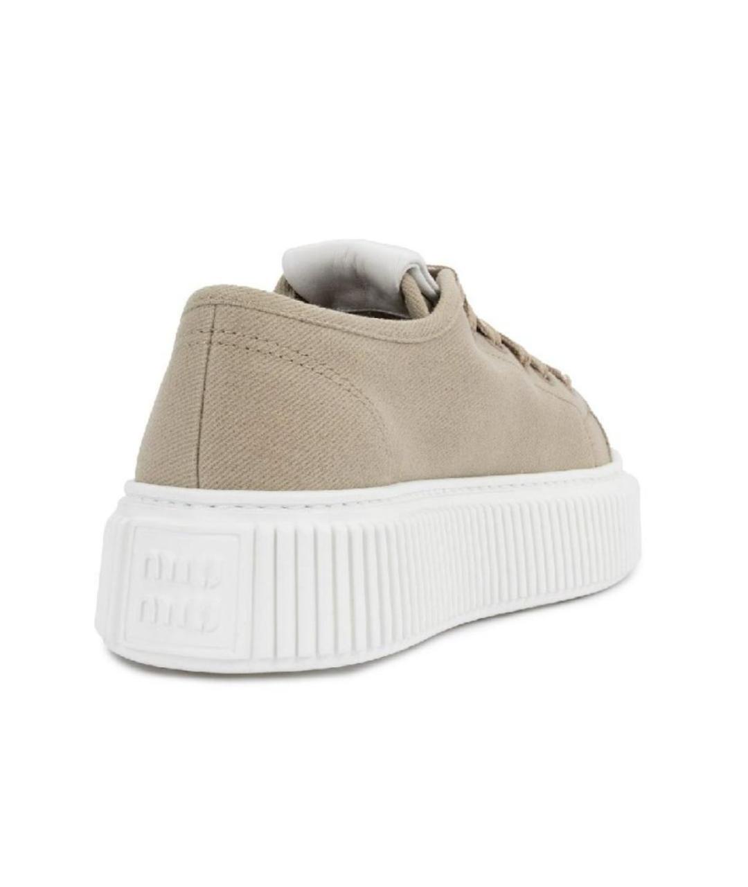 MIU MIU Бежевые текстильные кеды, фото 4