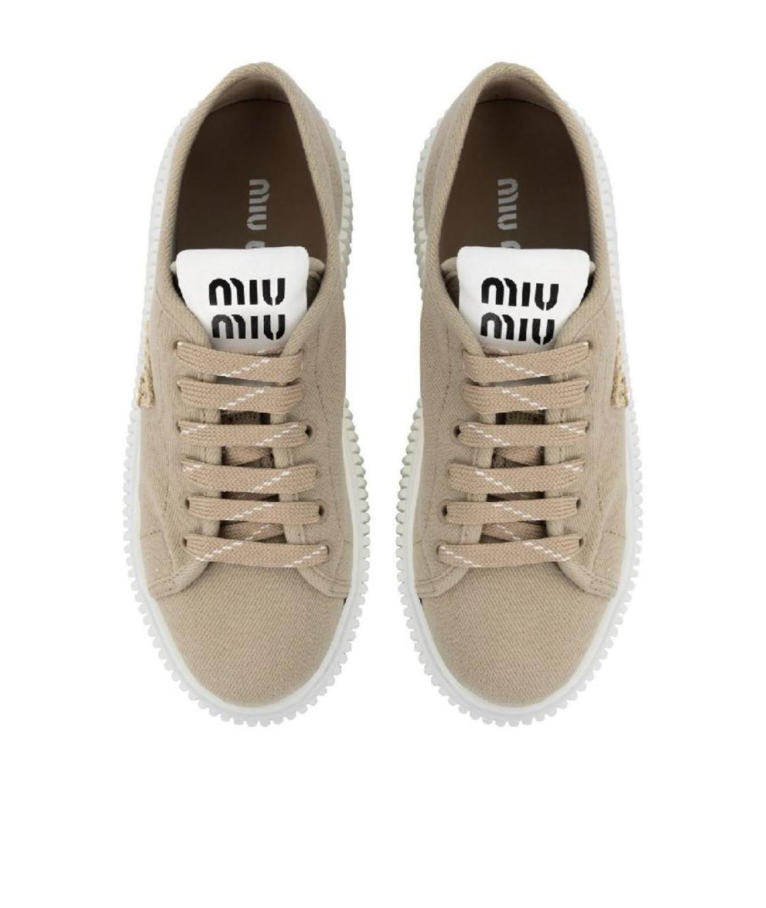 MIU MIU Бежевые текстильные кеды, фото 3
