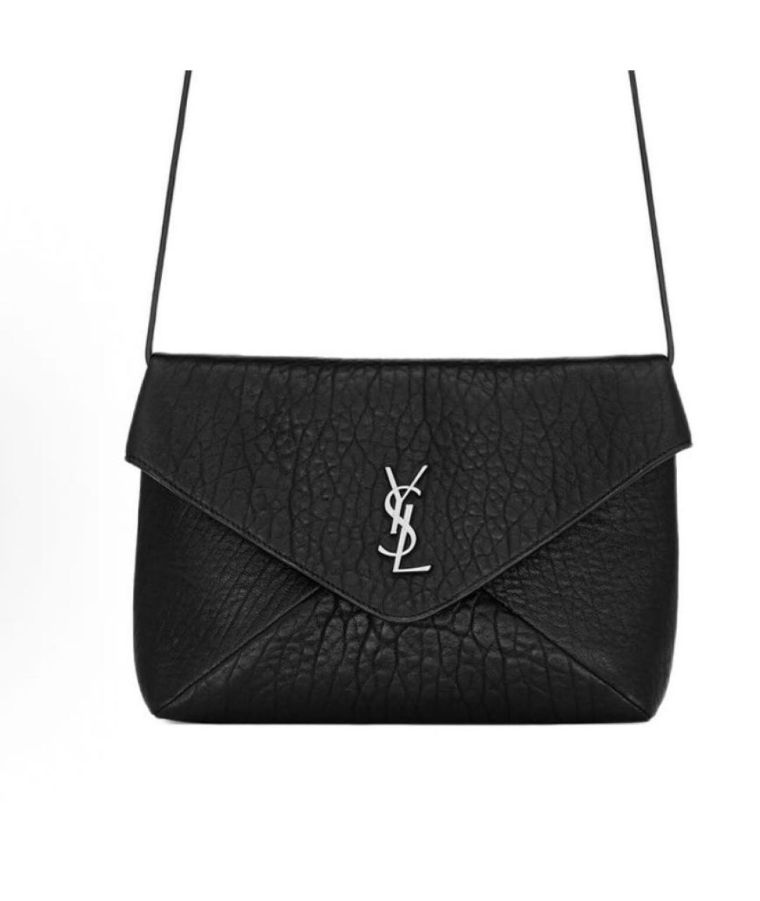 SAINT LAURENT Черная кожаная сумка через плечо, фото 2