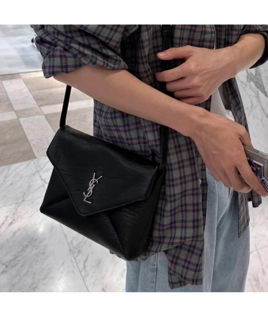 SAINT LAURENT Черная кожаная сумка через плечо, фото 7