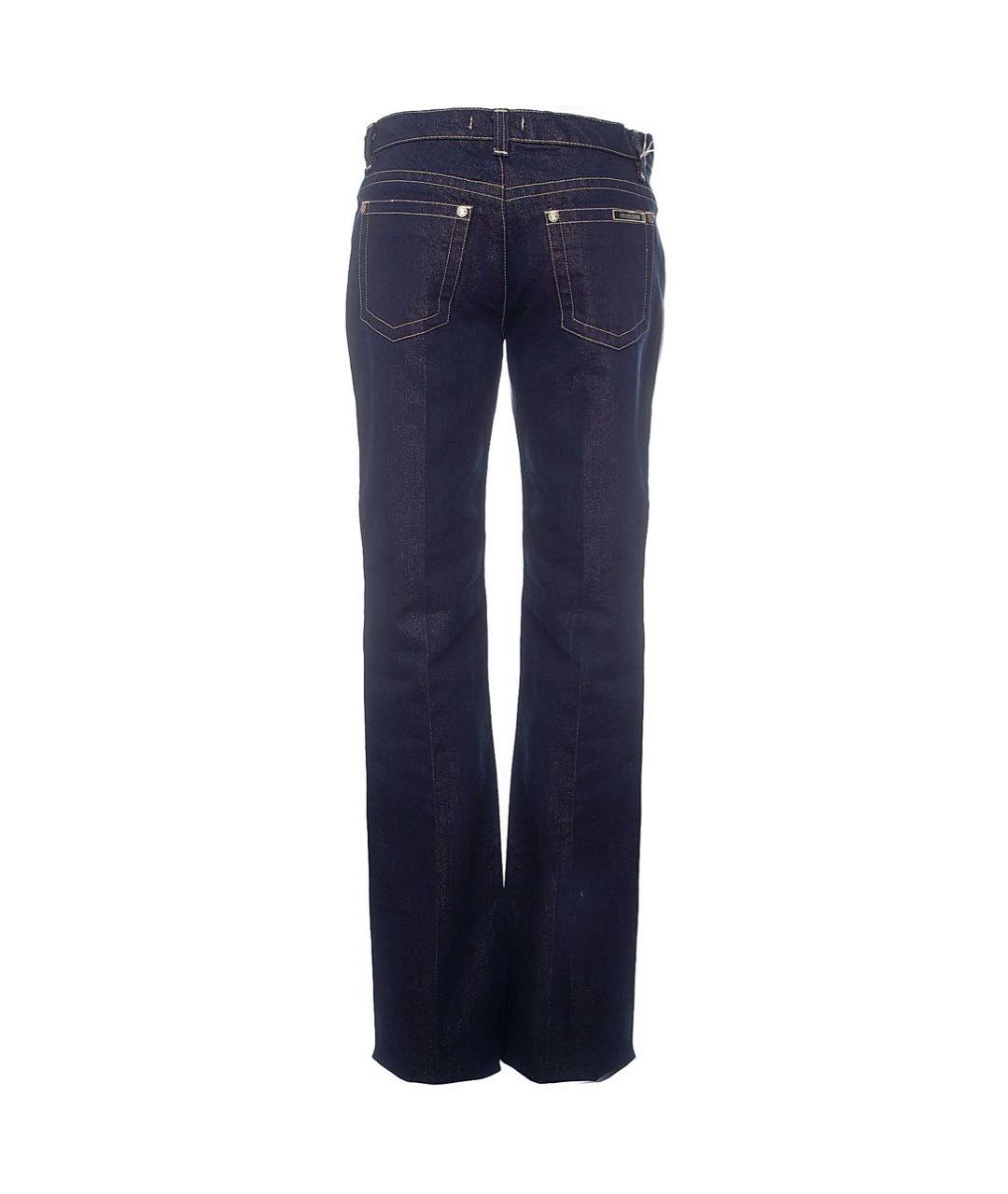 ROBERTO CAVALLI Темно-синие хлопко-полиэстеровые прямые джинсы, фото 2