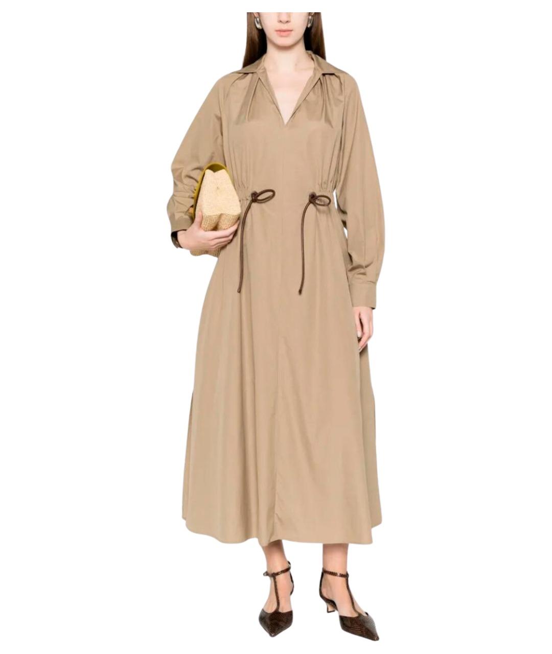 MAX MARA Бежевое хлопковое платье, фото 2