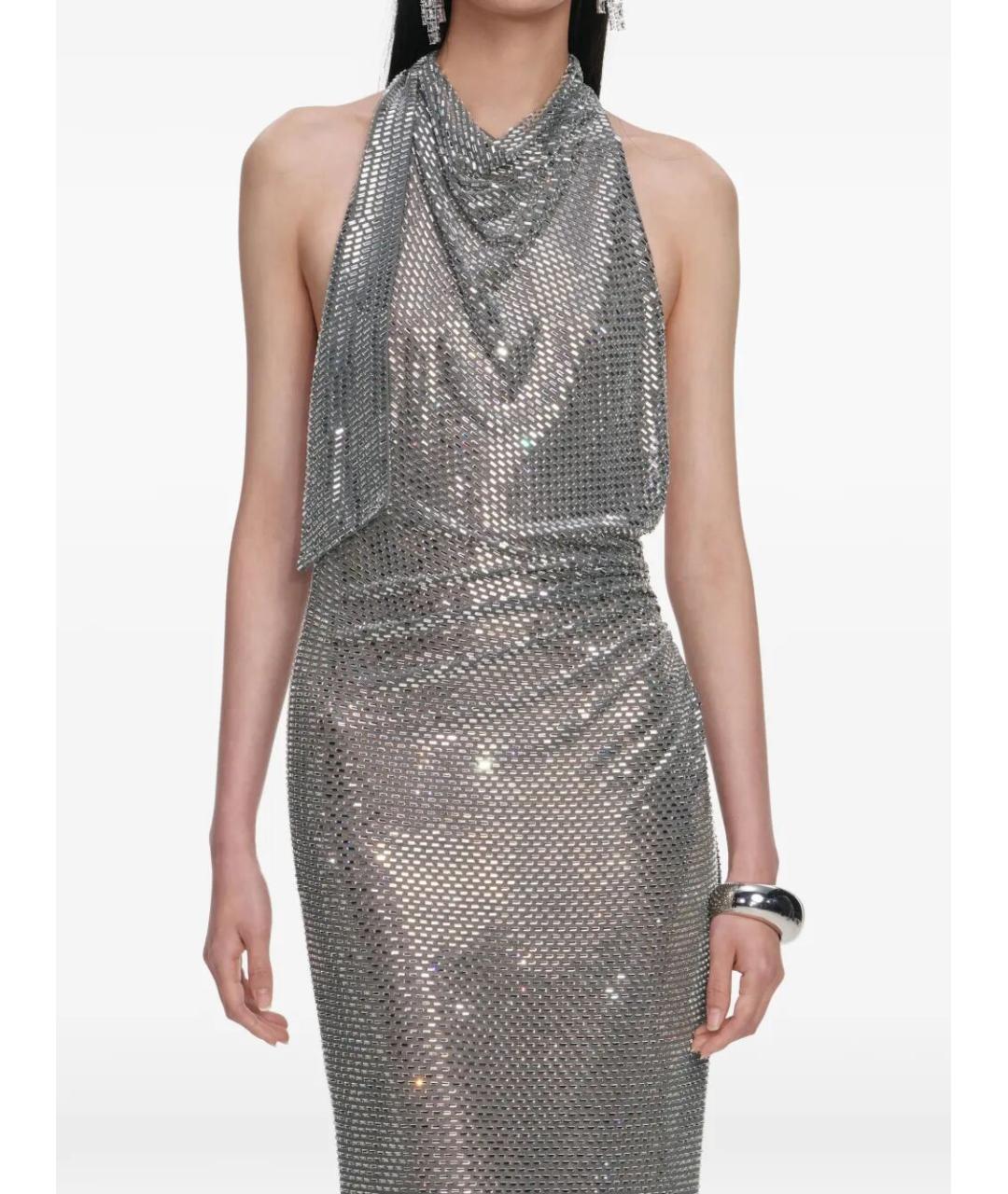 SELF-PORTRAIT Серебряное полиэстеровое вечернее платье, фото 5