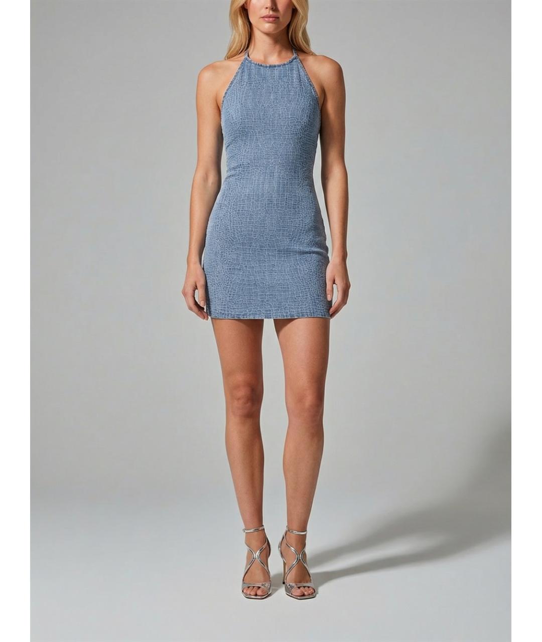 SELF-PORTRAIT Синее хлопковое повседневное платье, фото 4