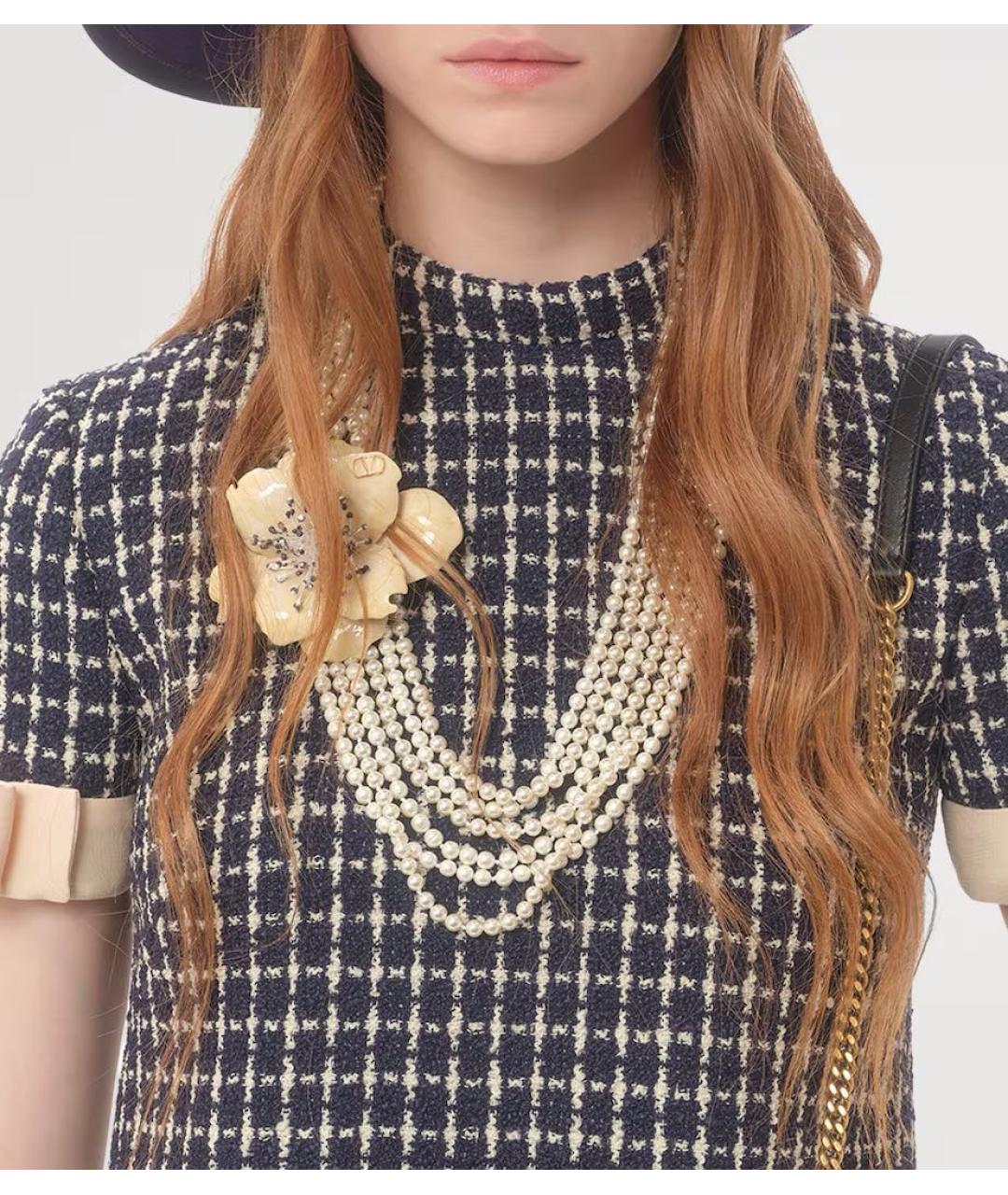 VALENTINO Синее шерстяное повседневное платье, фото 5