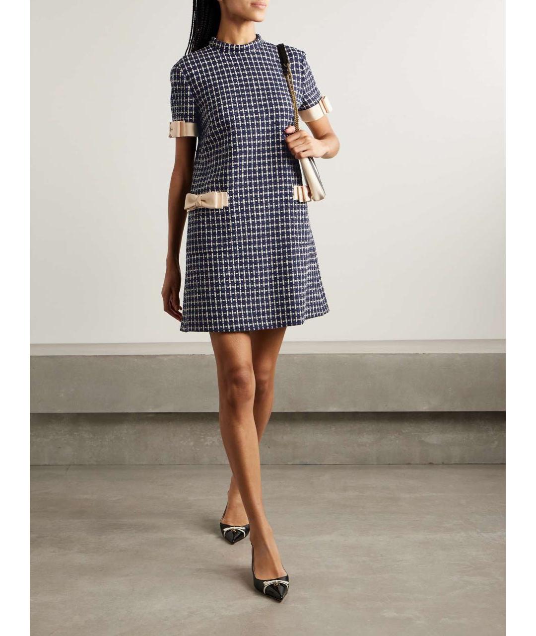 VALENTINO Синее шерстяное повседневное платье, фото 7