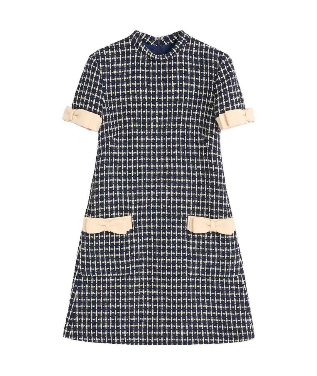 VALENTINO Синее шерстяное повседневное платье, фото 1