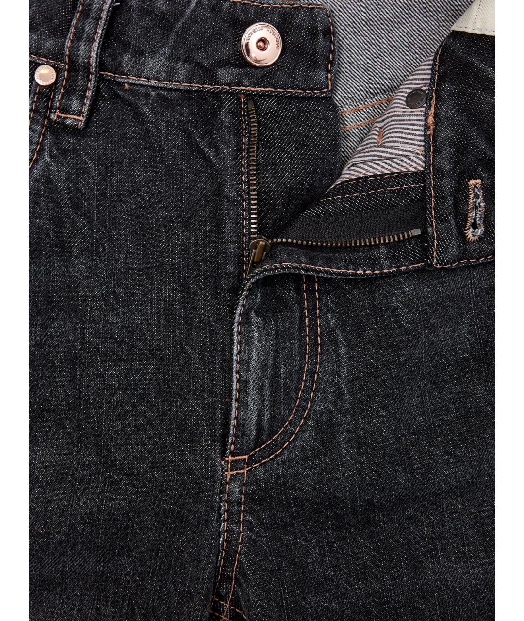 BRUNELLO CUCINELLI Антрацитовые хлопковые джинсы слим, фото 6