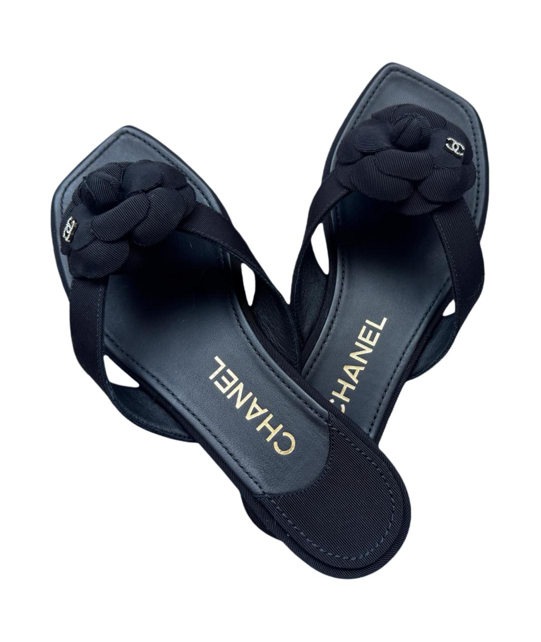 CHANEL Черные кожаные шлепанцы, фото 5