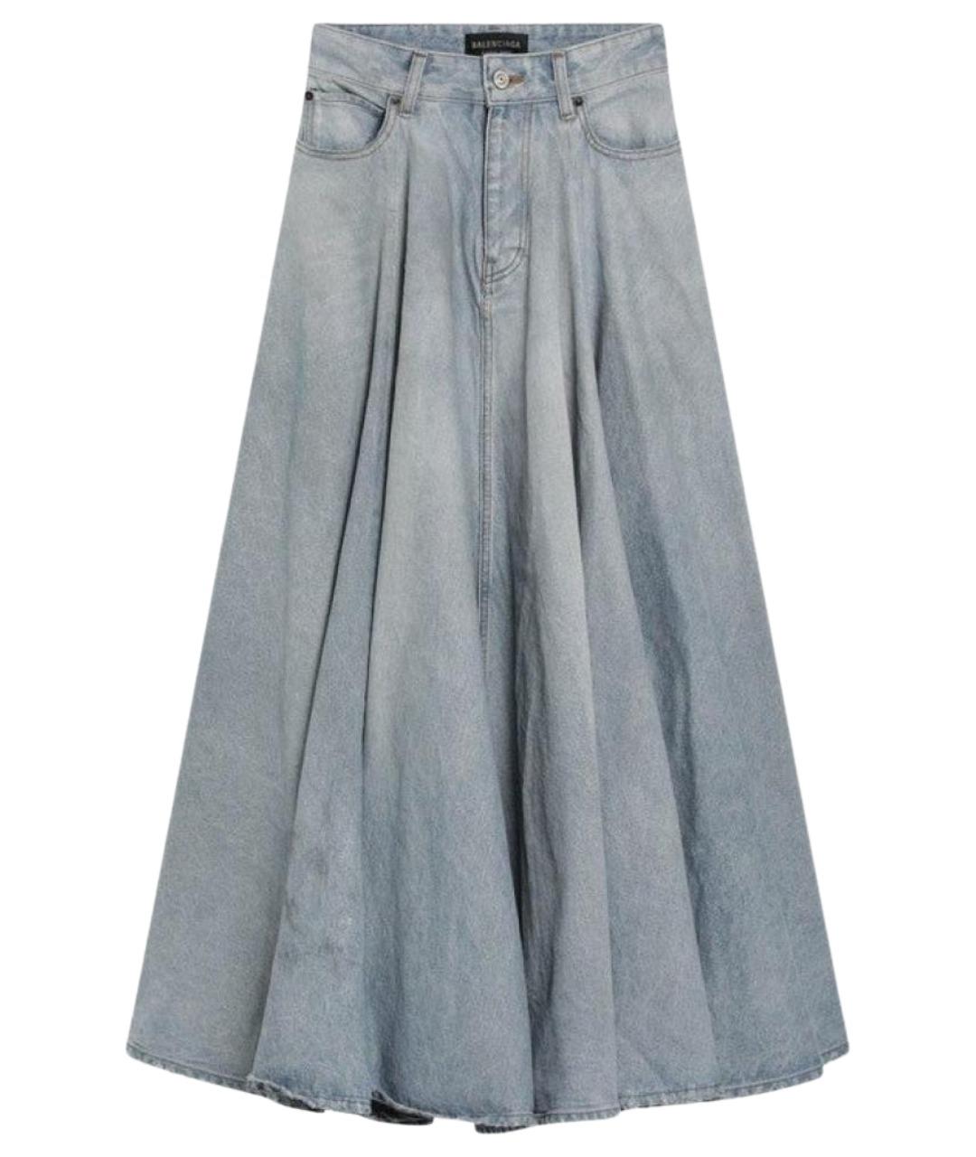 BALENCIAGA Голубая хлопковая юбка макси, фото 1