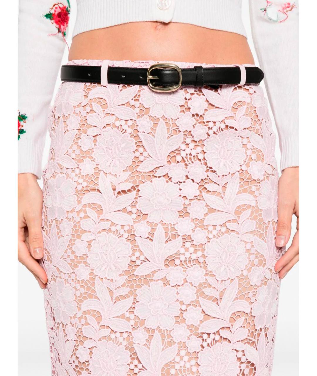 SELF-PORTRAIT Розовая полиэстеровая юбка миди, фото 4