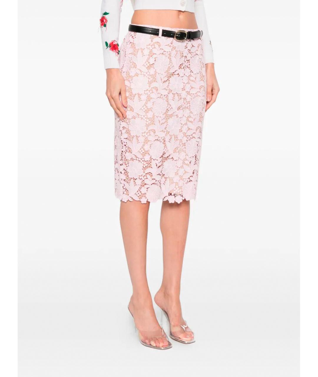 SELF-PORTRAIT Розовая полиэстеровая юбка миди, фото 3