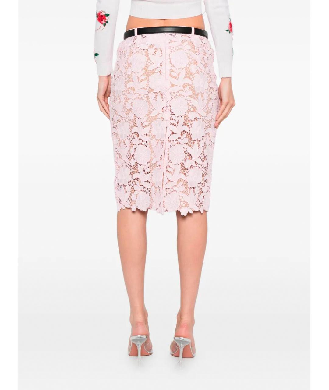 SELF-PORTRAIT Розовая полиэстеровая юбка миди, фото 5