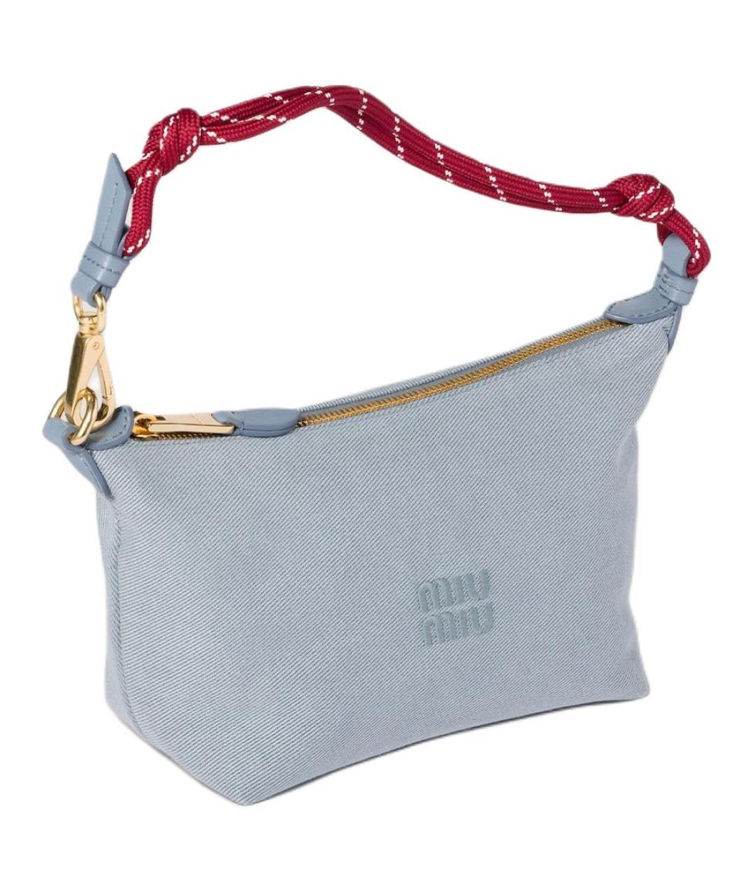 MIU MIU Голубая хлопковая сумка через плечо, фото 2