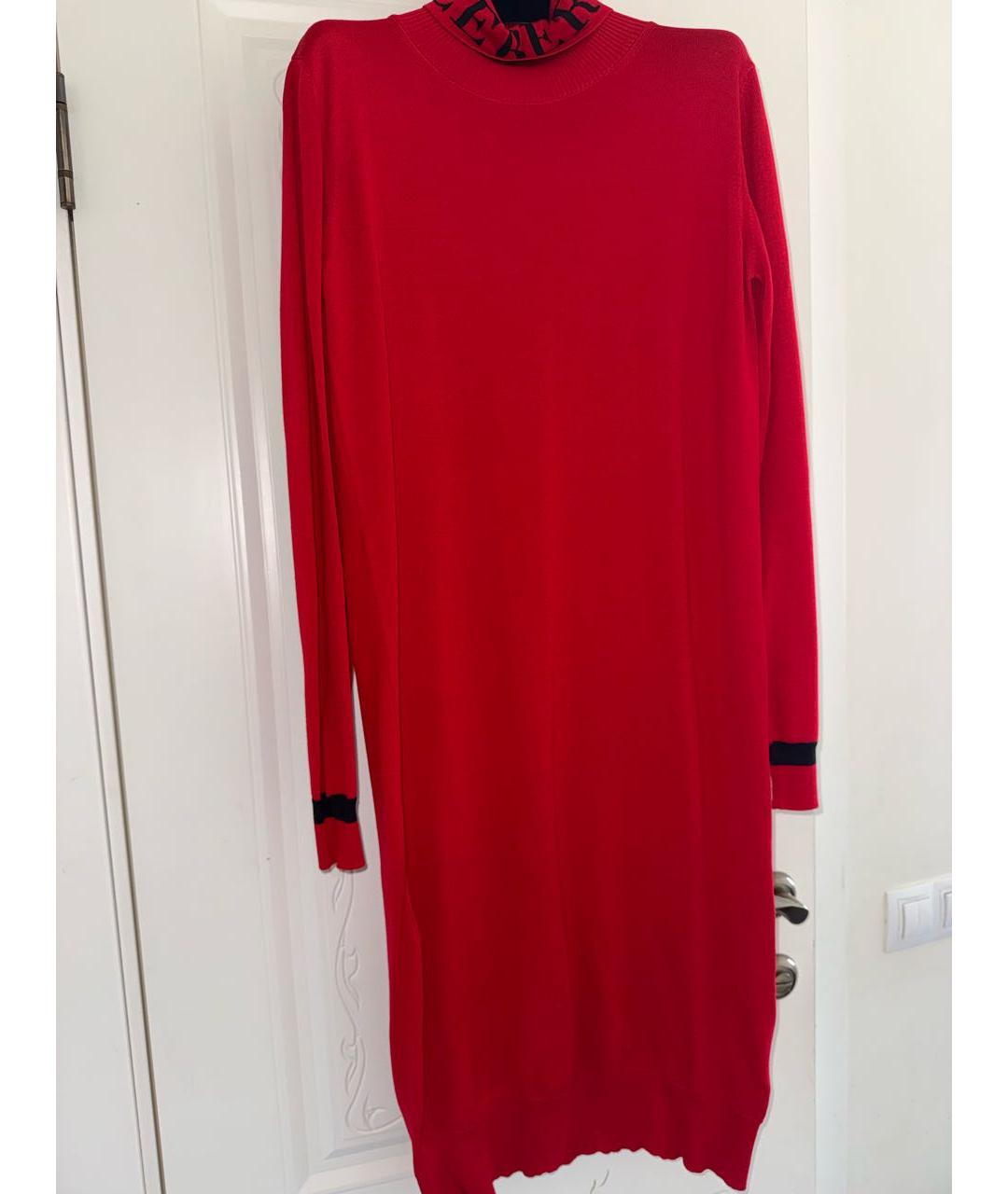 ICEBERG Красное шерстяное повседневное платье, фото 7