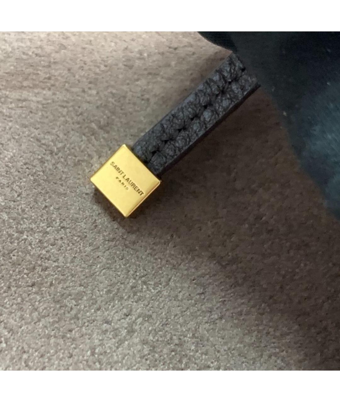 SAINT LAURENT Коричневая кожаная сумка тоут, фото 8