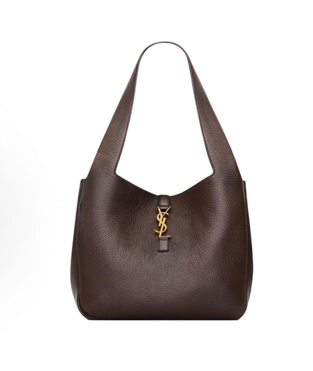 SAINT LAURENT Коричневая кожаная сумка тоут, фото 2