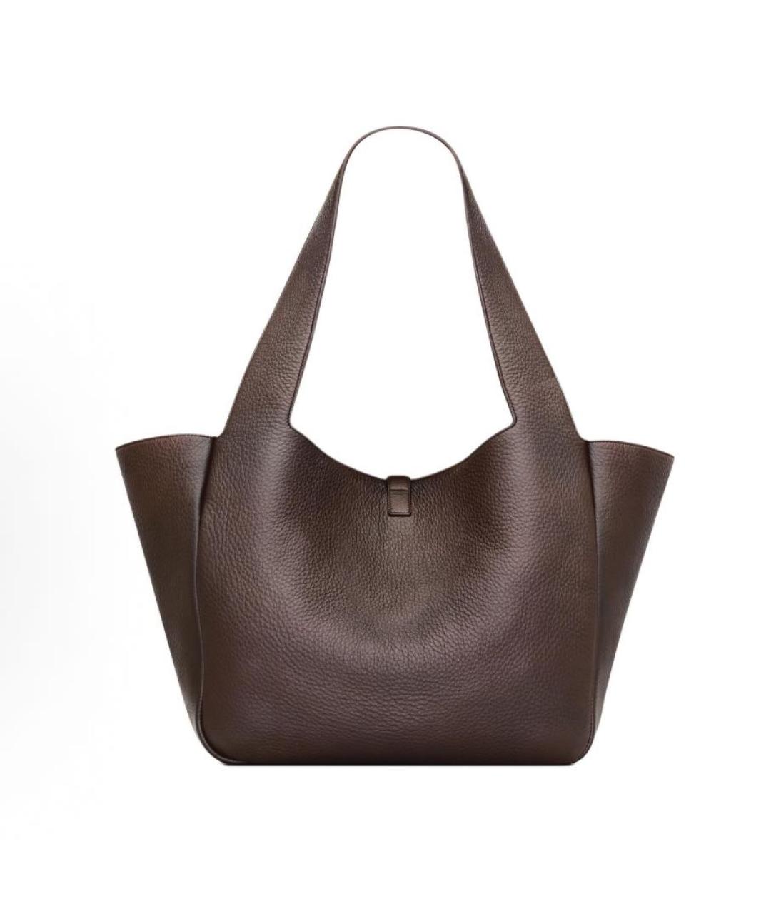 SAINT LAURENT Коричневая кожаная сумка тоут, фото 4