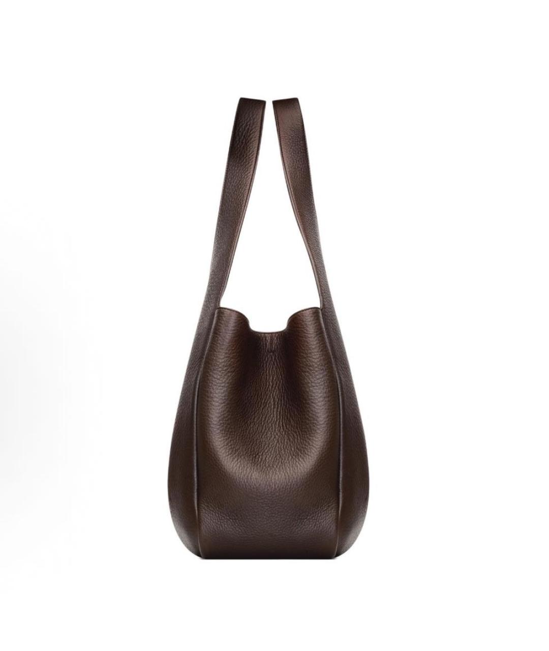 SAINT LAURENT Коричневая кожаная сумка тоут, фото 3