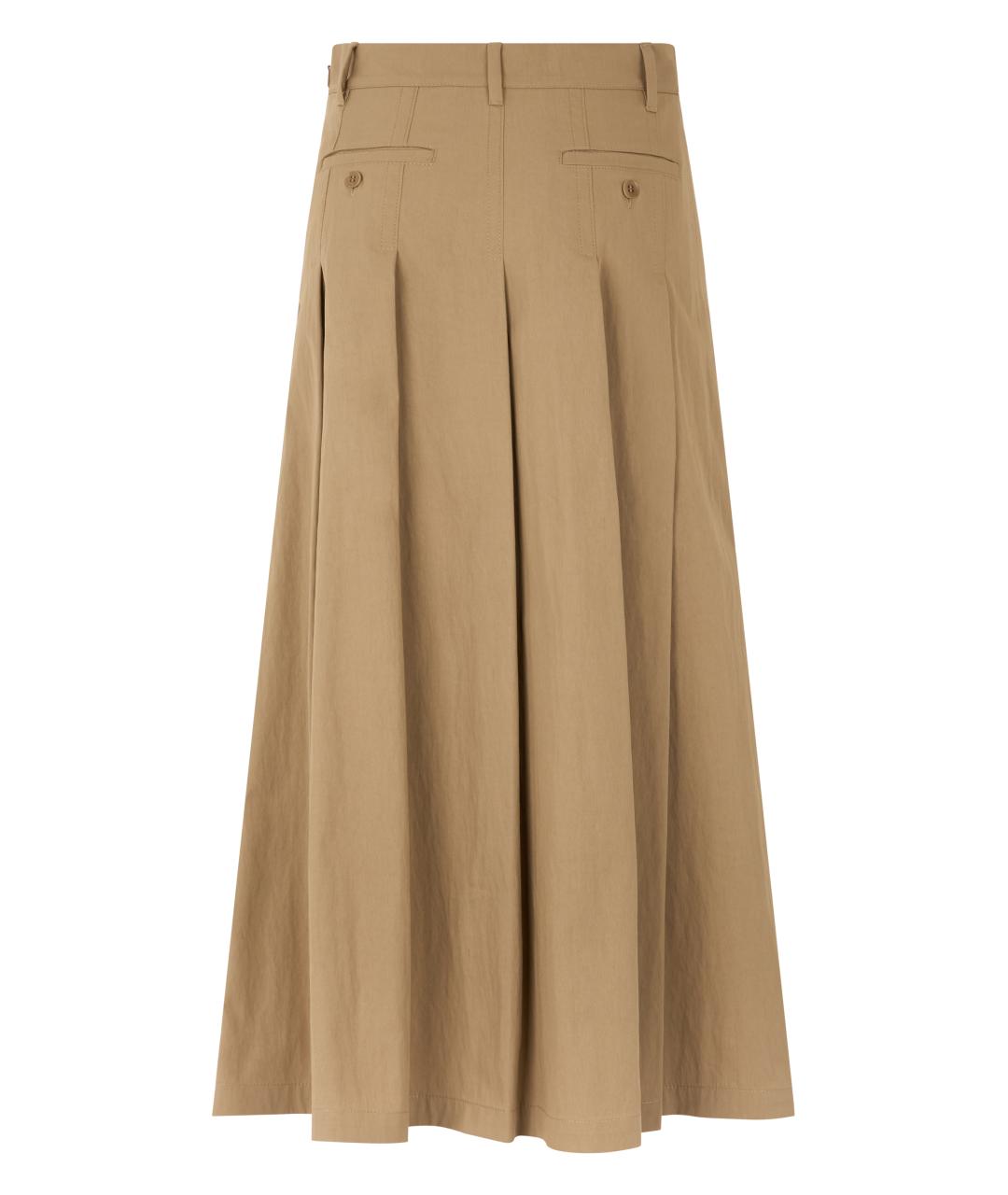 WEEKEND MAX MARA Бежевая хлопковая юбка миди, фото 2