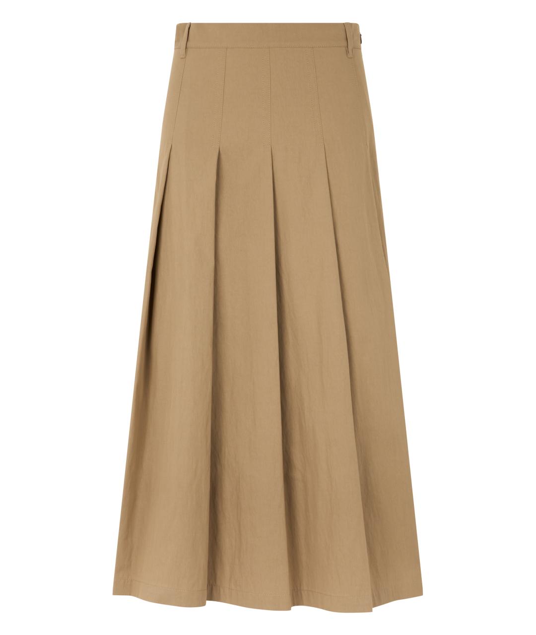 WEEKEND MAX MARA Бежевая хлопковая юбка миди, фото 1