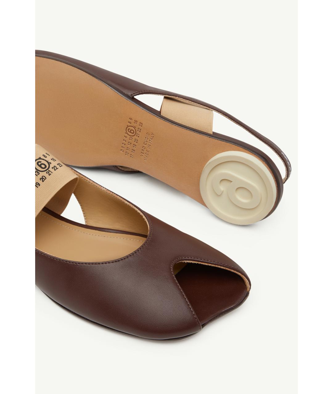 MM6 MAISON MARGIELA Коричневые кожаные балетки, фото 5