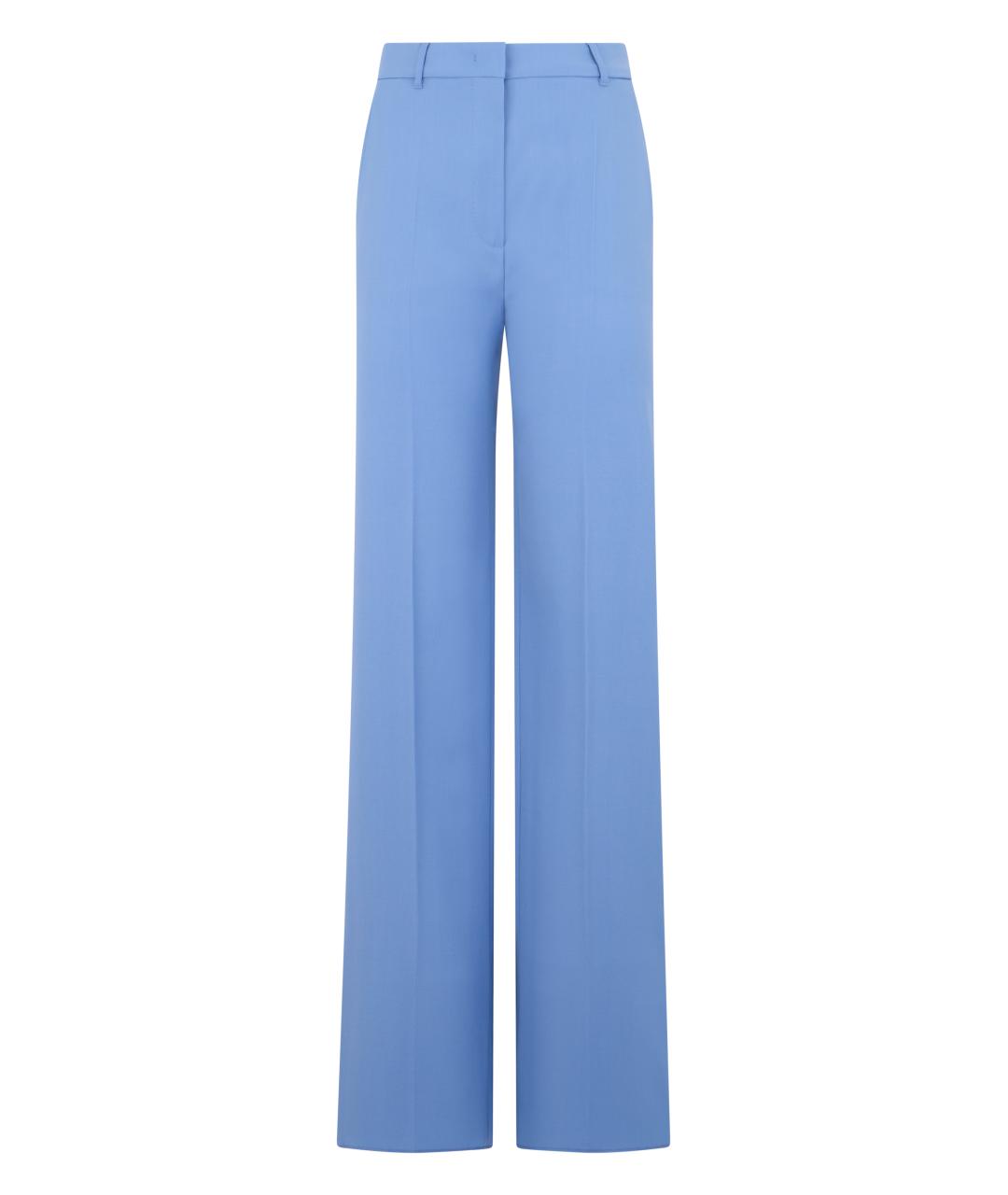 MAX MARA STUDIO Голубые шерстяные прямые брюки, фото 1