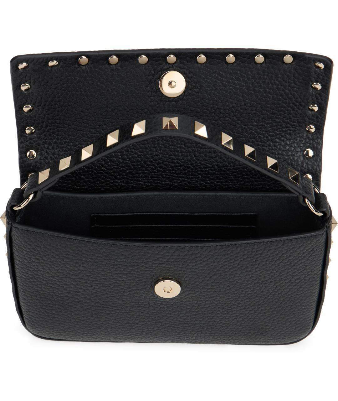 VALENTINO Черная кожаная сумка через плечо, фото 5