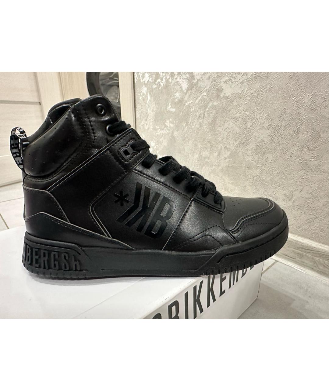 BIKKEMBERGS Черные высокие кроссовки / кеды из искусственной кожи, фото 7