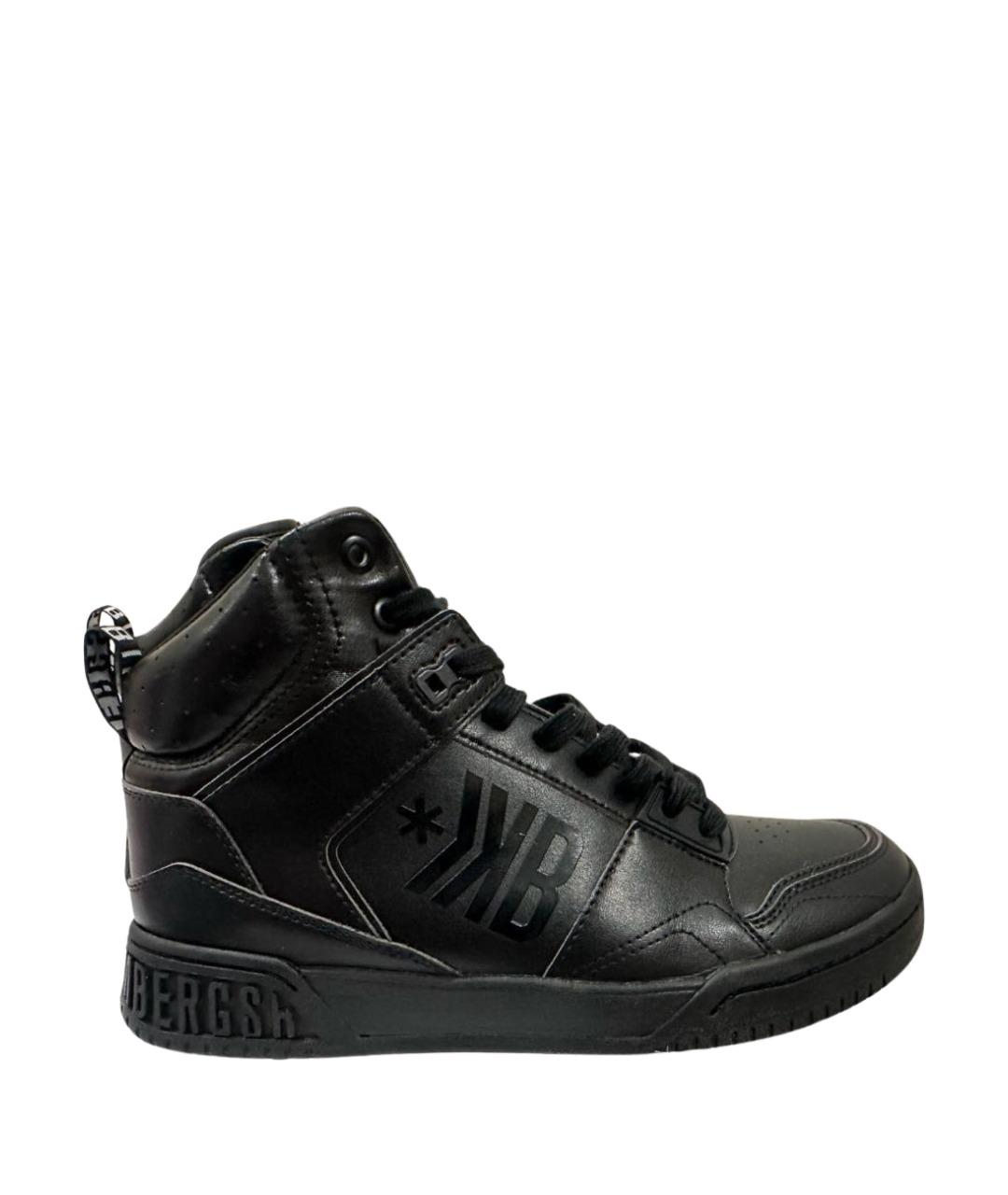 BIKKEMBERGS Черные высокие кроссовки / кеды из искусственной кожи, фото 1