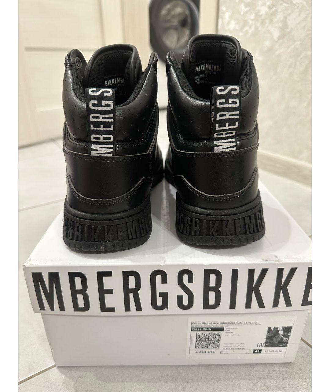 BIKKEMBERGS Черные высокие кроссовки / кеды из искусственной кожи, фото 4