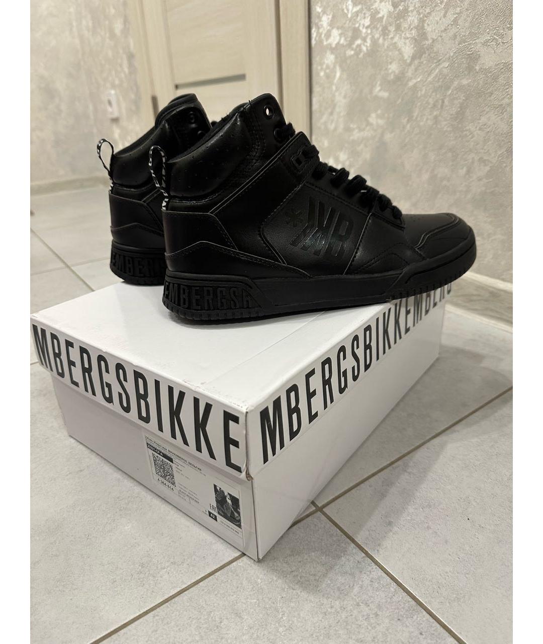 BIKKEMBERGS Черные высокие кроссовки / кеды из искусственной кожи, фото 5