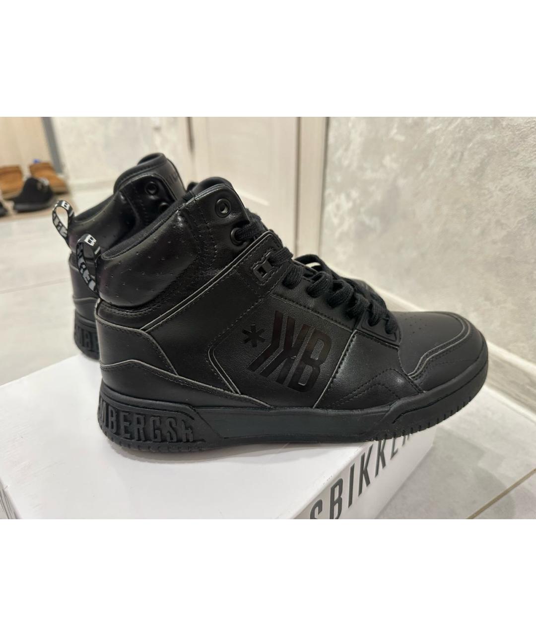 BIKKEMBERGS Черные высокие кроссовки / кеды из искусственной кожи, фото 6