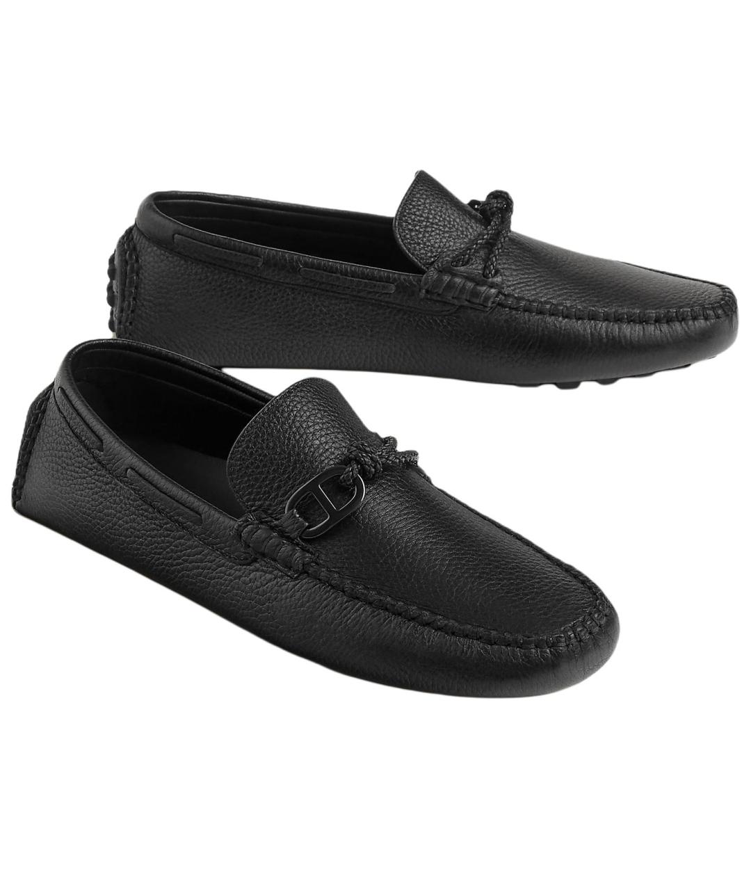 HERMES Черные кожаные лоферы, фото 3