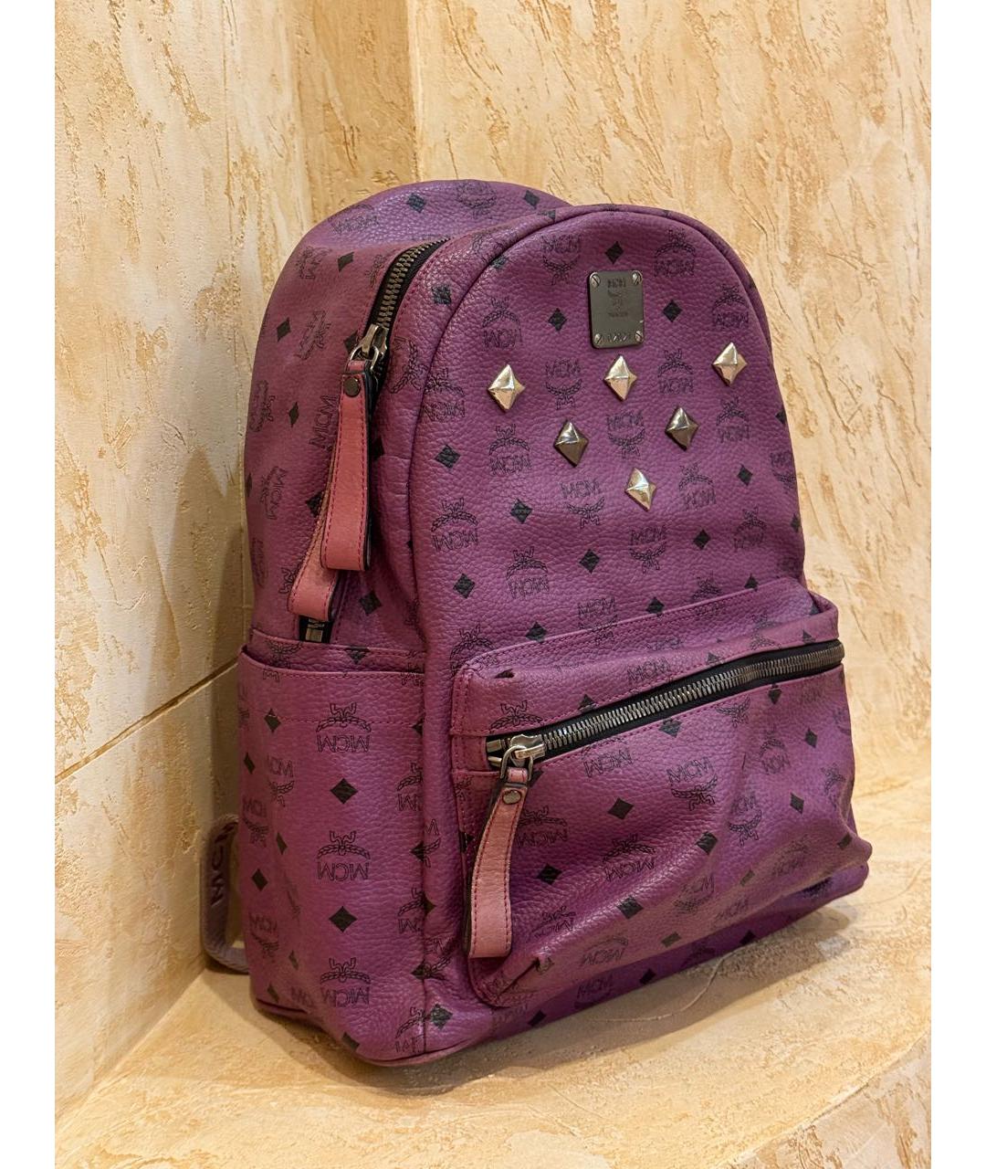 MCM Фиолетовый кожаный рюкзак, фото 2