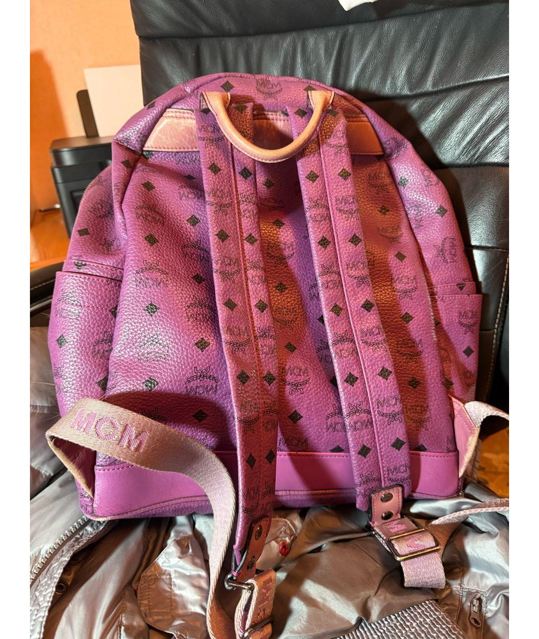 MCM Фиолетовый кожаный рюкзак, фото 3