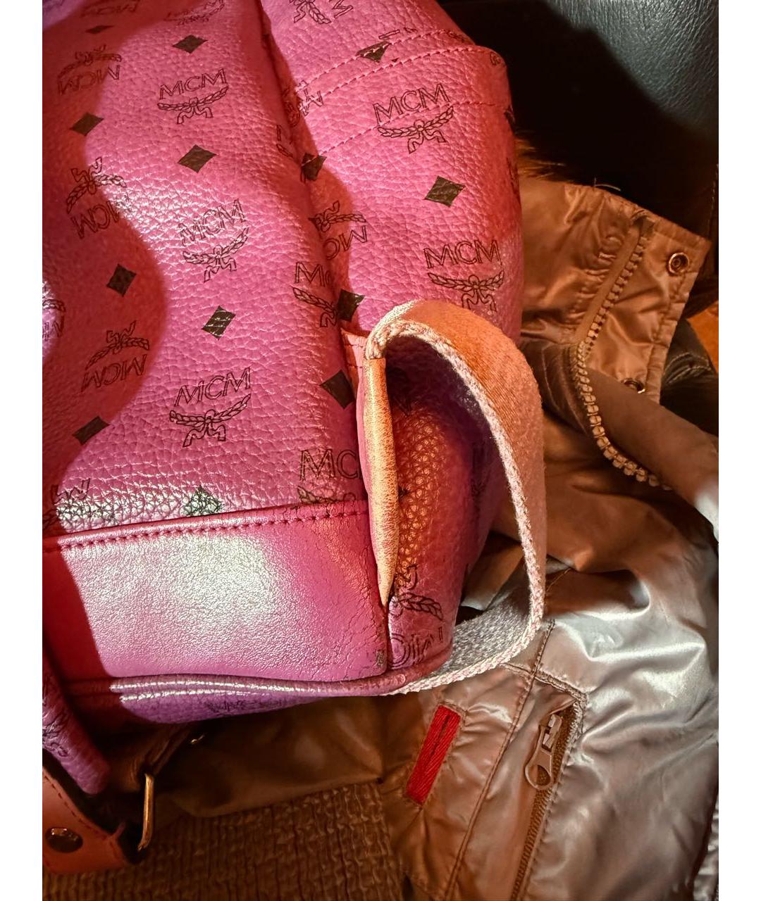 MCM Фиолетовый кожаный рюкзак, фото 6