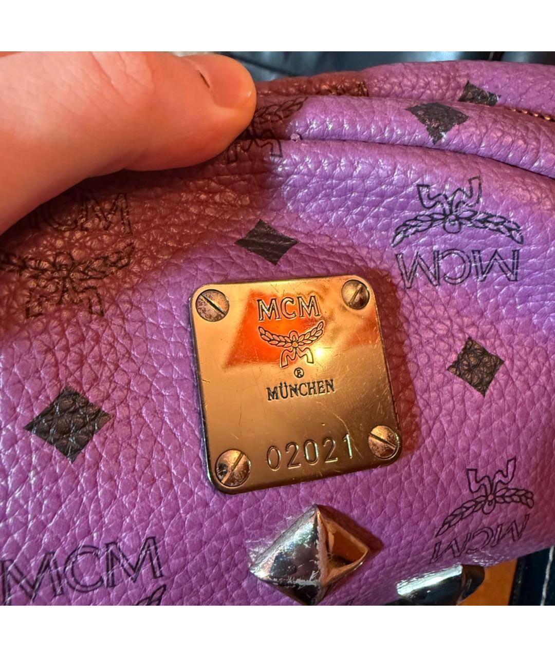 MCM Фиолетовый кожаный рюкзак, фото 5