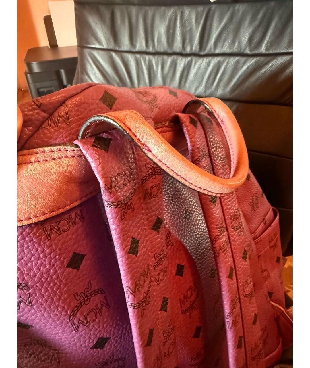MCM Фиолетовый кожаный рюкзак, фото 7