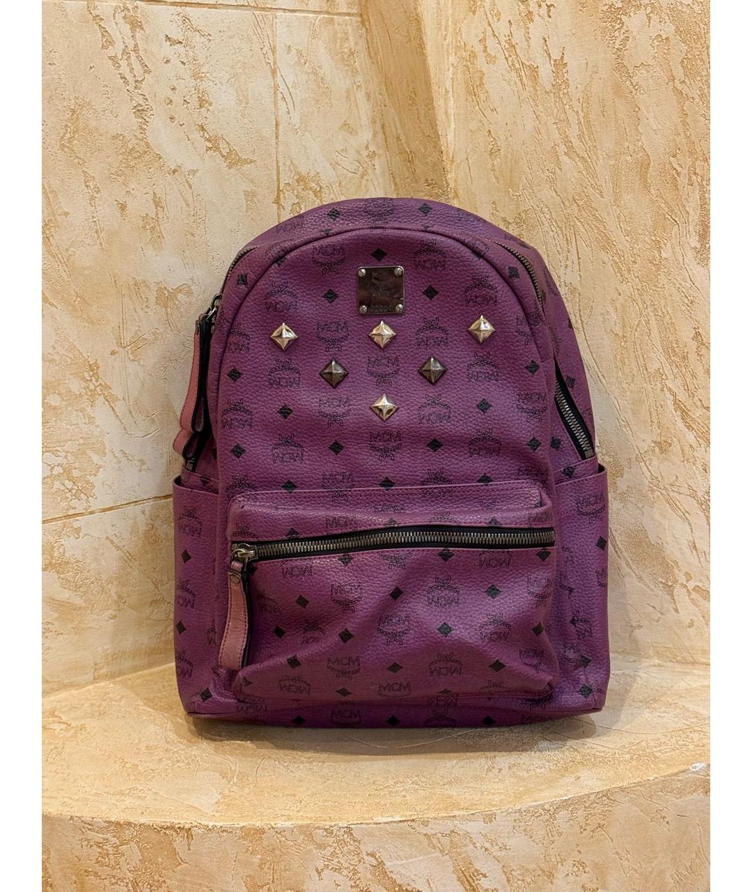 MCM Фиолетовый кожаный рюкзак, фото 9