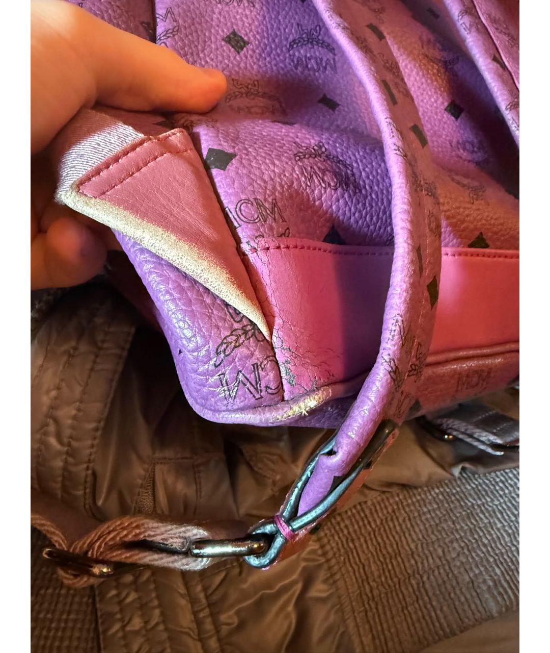 MCM Фиолетовый кожаный рюкзак, фото 8