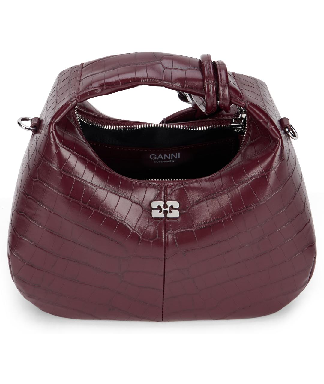 GANNI Бордовая кожаная сумка через плечо, фото 5