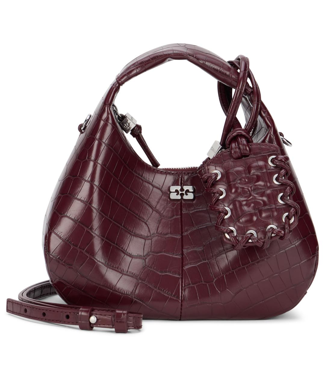 GANNI Бордовая кожаная сумка через плечо, фото 2