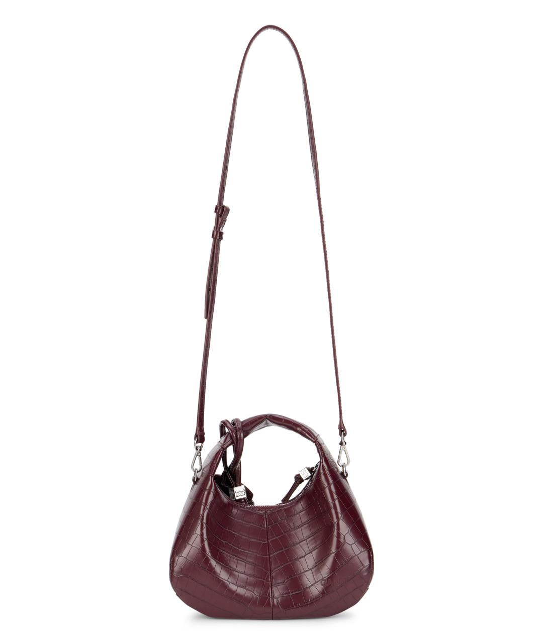 GANNI Бордовая кожаная сумка через плечо, фото 4