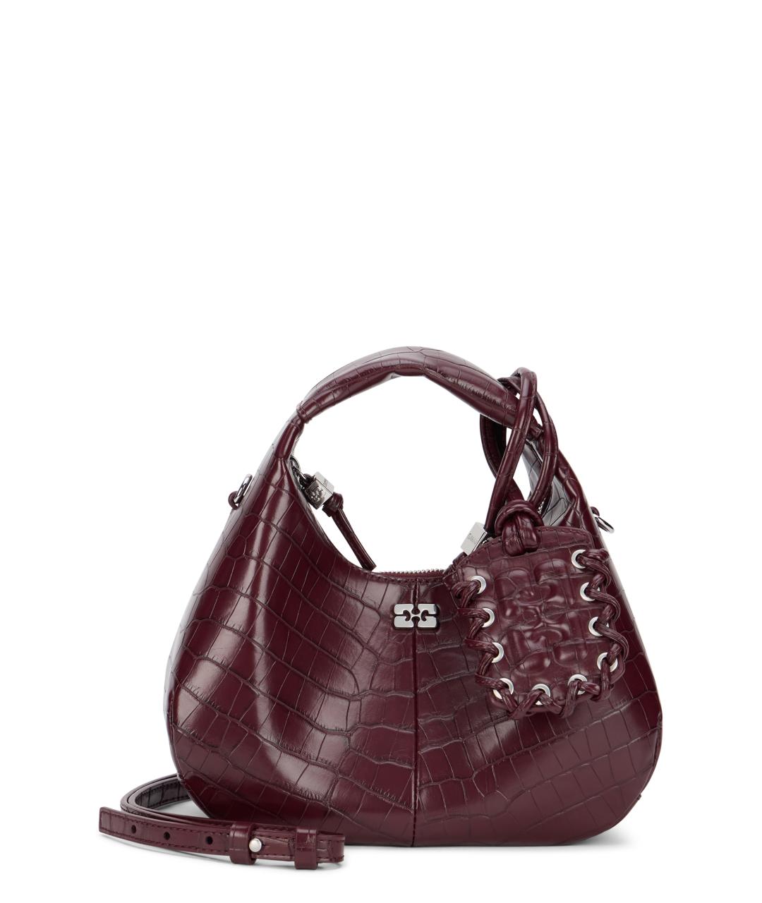 GANNI Бордовая кожаная сумка через плечо, фото 1